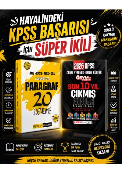 İndeks 2026 Ösym Nin İndeksi Çıkmış Sorular Son 10 Yıl Çözümlü & Pegem Ezberbozan Paragraf 20 Deneme Seti