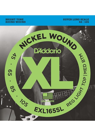 Daddarıo Exl165sl Bas Gitar Tel Seti, Xl Serisi, Nıckel Wound, Reg L