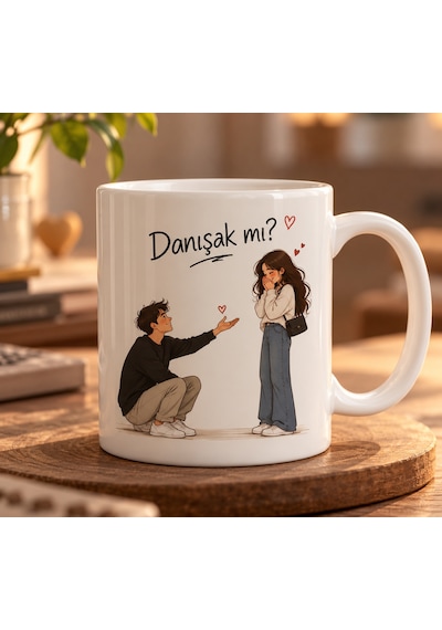 Beyaz Kupa - Danışak Mı Yazılı Kupa Bardak