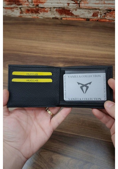 Vanilla Collection Erkek Cüzdan Timsah Derisi Basklı 10 Kart Cepli Modern Tasarım Siyah Renk Siyah