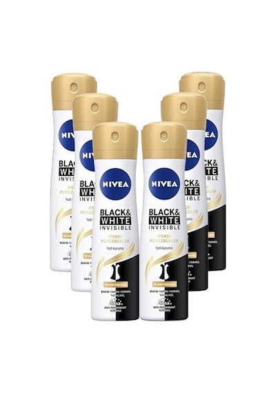 Nivea Black & White Invisible İpeksi Pürüzsüzlük Kadın Sprey Deodorant 6 x 150 ML