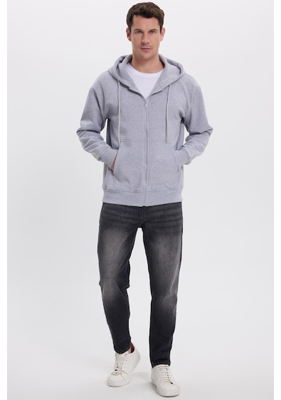 Tudors Erkek Relax Fit Rahat Kesim Pamuklu Tam Fermuarlı Kanguru Cepli Sırt Çantalı Gri Sweatshirt-41904 Gri Tudors Erkek Relax Fit Rahat Kesim Pamuklu Tam Fermuarlı Kanguru Cepli Sırt Çantalı Gri Sweatshirt-41904 Gri