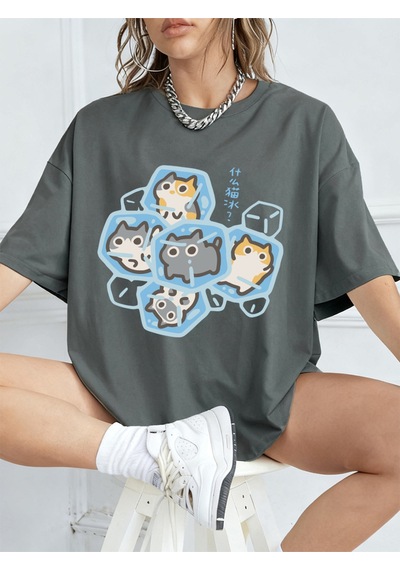 Noıssey Urban Pop Graphic Kadın Tişört Koleksiyonukod 5617 Füme