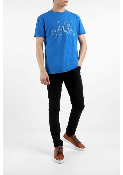 Layyagosta Erkek Sıfır Yaka T-Shirt-Saks (504689156) Saks