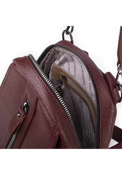 Nas Bag Kadın Sırt Çantası Ve Omuz Çantası Dönüştürülebilir Tasarımlı Ürün Bordo Victoria