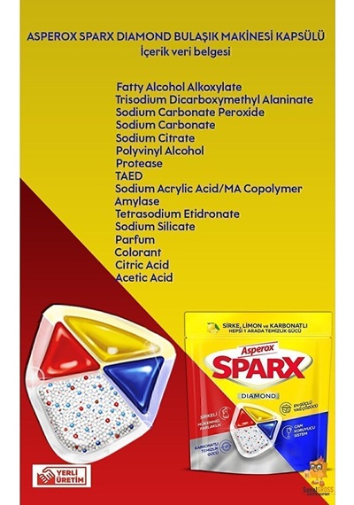 Asperox Sparx Bulaşık Makinesi Kapsülü 20'li X 3 Paket 60 Yıkama