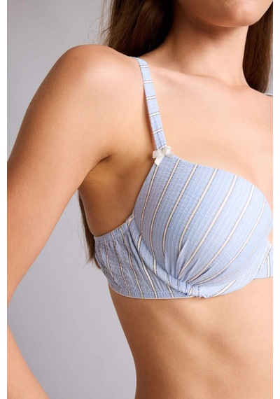 Defacto Poplin Kaplı Push Up Balenli Bra H3799ax26spbe550 Mavi-be550