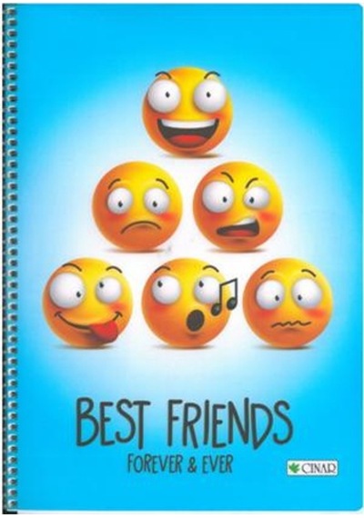 Çınar Best Friend Spiralli Plastik Kapak A4 72 Yp Kareli Mavi
