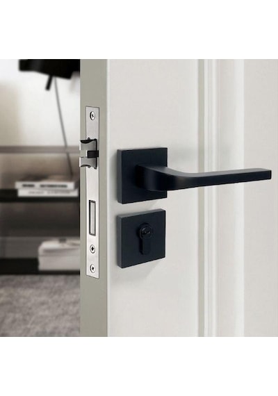 Marelli Terra Black Siyah Renkli İtalyan Tipi Kare Rozetli Kapı Kolu