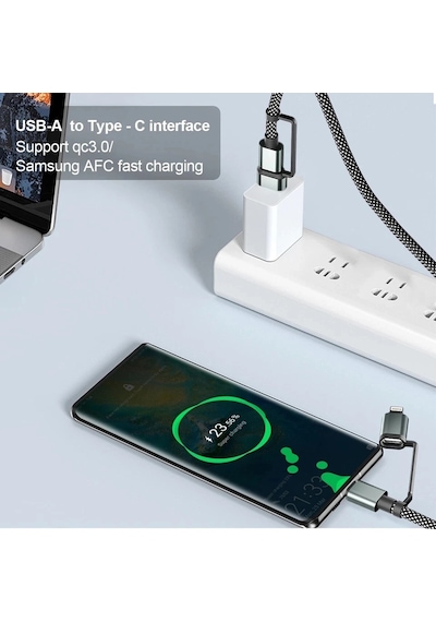 4 Ü 1 Arada 100w Akıllı Tasarım Yüksek Dayanıklılık Çoklu Uyumlu Örgülü Hızlı Şarj Kablosu Çok Renkli