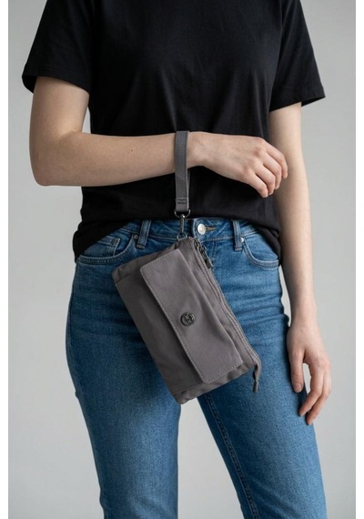Baginn Paraşüt Kumaş Mini Çapraz Askılı Kadın Çanta Yağmur Geçirmez El Askılı Çanta 20 12 Cm Telefonluk Gri