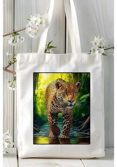Art Hediye Jaguar Baskılı Omuz Çanta Kişiye Özel Model 10 Çok Renkli