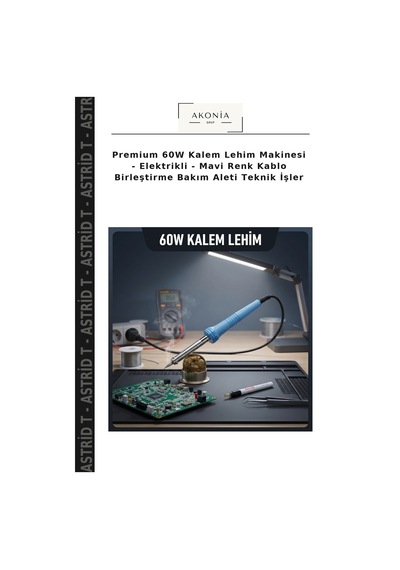 Premium 60w Kalem Lehim Makinesi - Elektrikli - Mavi Renk Kablo Birleştirme Bakım Aleti Teknik İşler