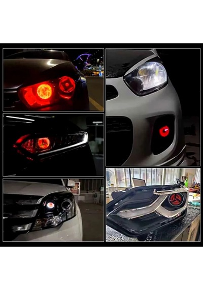 Şeytan Gözü 12v-36v Led Far Motosiklet Uyumlu Kumandalı 6 Modlu Renkli Mercekli Led 1 Çift