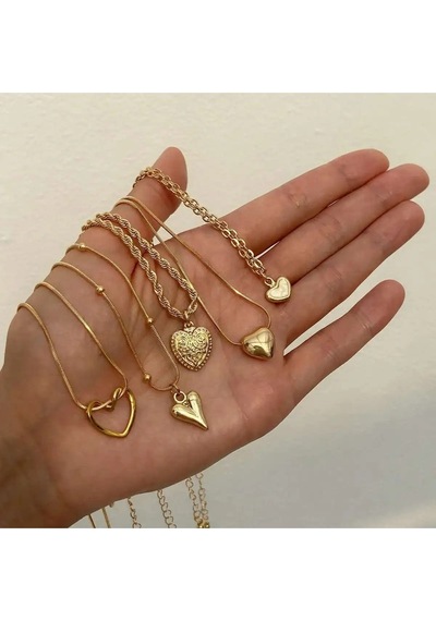 Girift Vintage Yasna 5'li Gold Kalpli Zincir Kolye Seti Gold