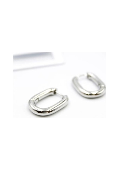 Oval Halka Küpe - Gümüş Çok Renkli 34067433