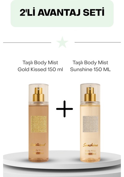 Taşlı Body Mist Sunshine 150 Ml +wemara Taşlı Body Mist Gold Kissed 150 Ml
