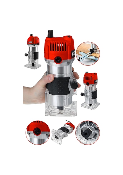 Steiner 3000 Watt 6 Kademe Devir Ayarlı Formika Traşlama Freze Makinesi 6 MM Pens Kırmızı