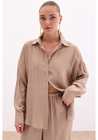 Sateen Salaş Gömlek - Camel-136106 CAMEL