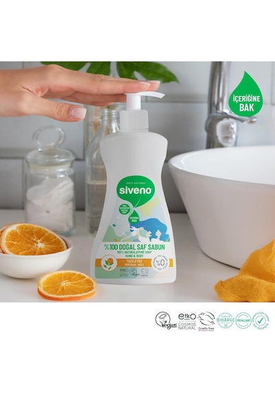 %100 Doğal Sıvı Kastil Sabun Portakal Yağlı Tazeleyici Nemlendirici Arındırıcı Bitkisel Vegan 300 Ml