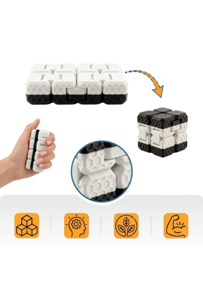 Taraftar Rengini Seç Fidget Cube - Siyah - Beyaz - Dayanıklı Stres Küpü Ve Konsantrasyon Aracı