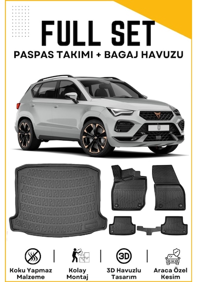 Cupra Ateca 2025 Model Birebir Uyumlu Bagaj Havuzu+paspas Seti