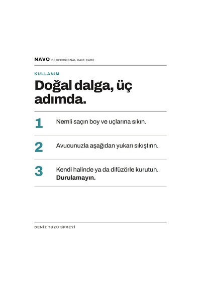 Deniz Tuzu Saç Bakım Spreyi / Doğal Dalga, Hacim Ve Dolgunluk Verici Deniz Tuzu Spreyi