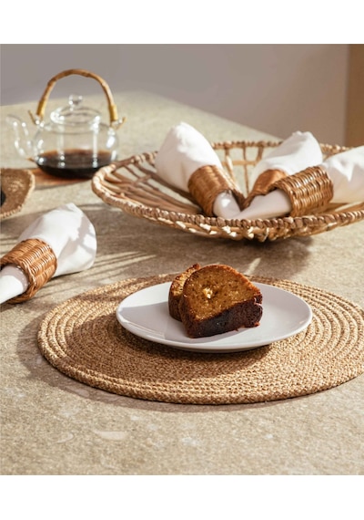 Koza Home Cesta Amerikan Servis El Yapımı Pamuklu Natural Jüt Örme Düz Supl Naturel