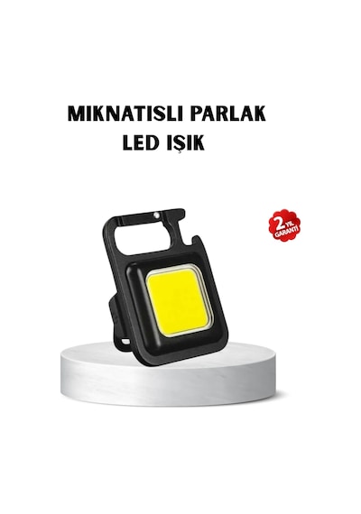 Usb Type-c Şarjlı Mini Fener Manyetik, Katlanabilir Ve Şişe Açacaklı Tasarım Siyah
