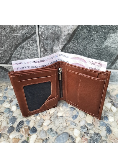 Gvnbag Hakiki Deri Erkek Bozuk Para Gözlü Taba Mini Cüzdan Gvn-0131