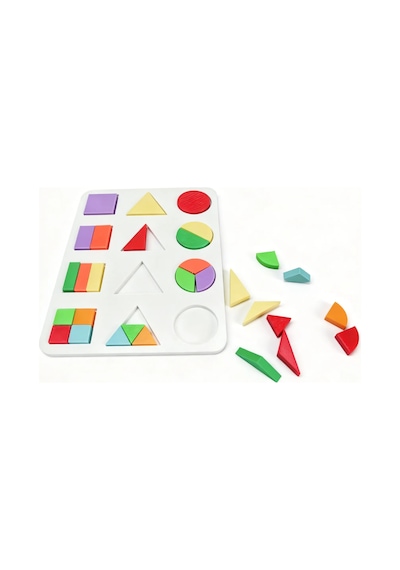 3d Baskı Geometrik Şekiller Ve Kesirler Eğitim Seti - Renkli Şekil Eşleştirme Puzzle, Montessori Öğretim Materyali