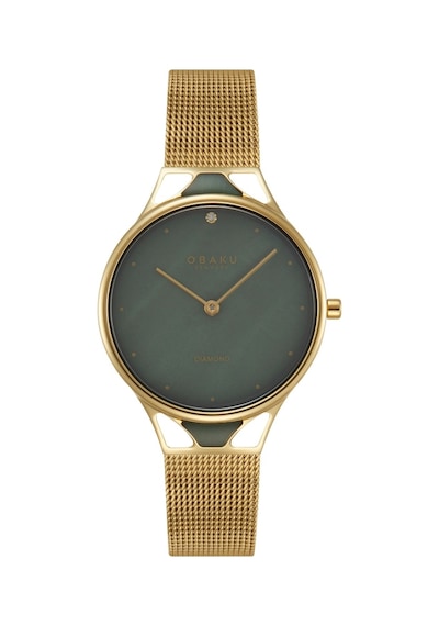 Obaku Denmark V302lxgemg Quartz Hasır Altın Rengi Yeşil Kadran 32 Mm Kadın Kol Saati Altın