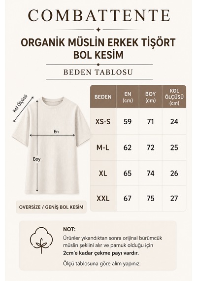 Combattente Exclusive Products Kısa Kol Oversize Müslin Erkek Tshirt - 2026 Erkek Tişört Kreasyonu Siyah