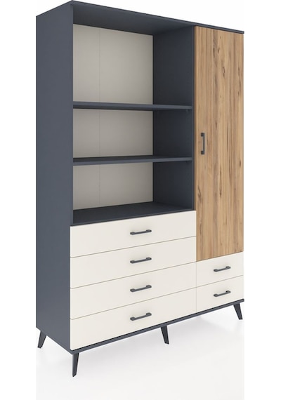 Hyperion Dolap 7 Raflı 6 Çekmeceli Tek Kapaklı 132x44x195 An... Antrasit
