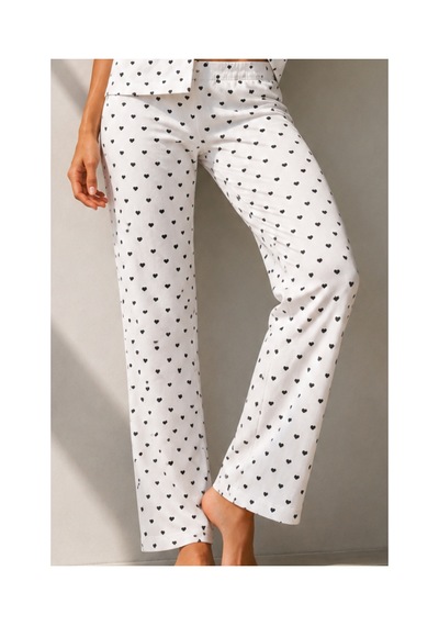 Fit Women Kadın Klasik Doğal Düğme Gece Kar Beyaz Pijama Takımı