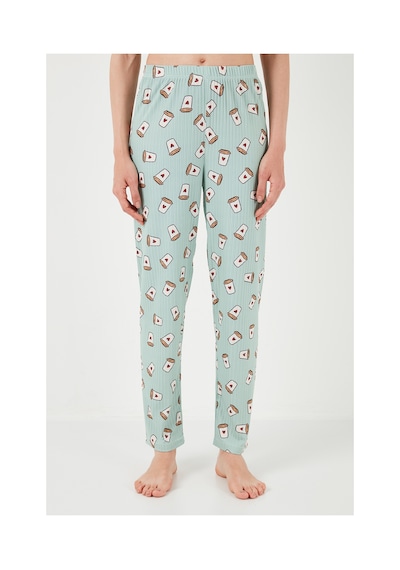 Lela Regular Fit Gömlek Yaka Kısa Kollu Bayan Pijama Takımı 65740102 Mint-Bej