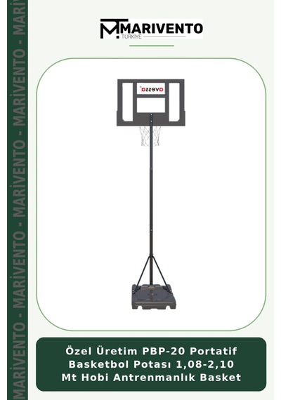 Özel Üretim Pbp-20 Portatif Basketbol Potası 1,08-2,10 Mt Hobi Antrenmanlık Basket