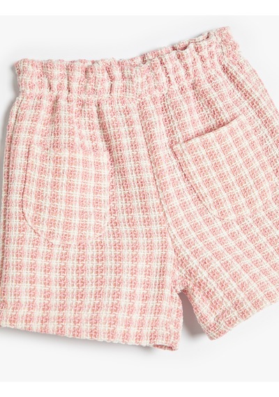 Koton Tüvit Şort Cepli Pamuklu Beli Lastikli Pembe Ekose 5wmg40004aw Pembe