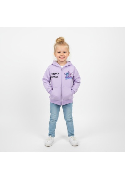 Fermuarlı Kapüşonlu Stitch Kız Çocuk Sweatshirt LİLA