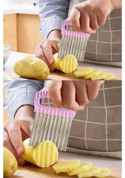 Bev Kitchen 1 Adet Şekilli Patates Cips Dilimleyici Kesici Doğrayıcı Tırtıklı Patates Dilimleme Doğrama Aparatı Diğer