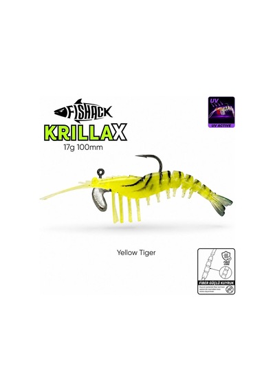 Silikon Karides Yem Fishack Krillax - Uv Boyalı - 17g 100mm - Renk Ghost Chartreuse