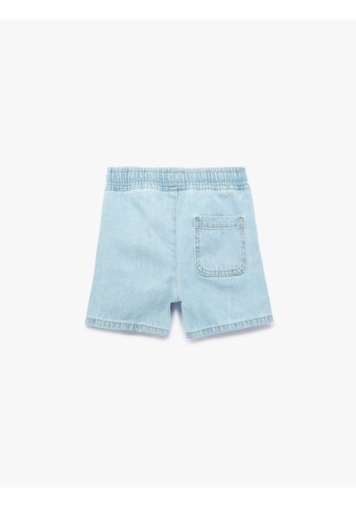 Koton Pamuklu Cepli Beli Bağcıklı Denim Şort Lıght Indıgo 6smb40020td Açık Mavi