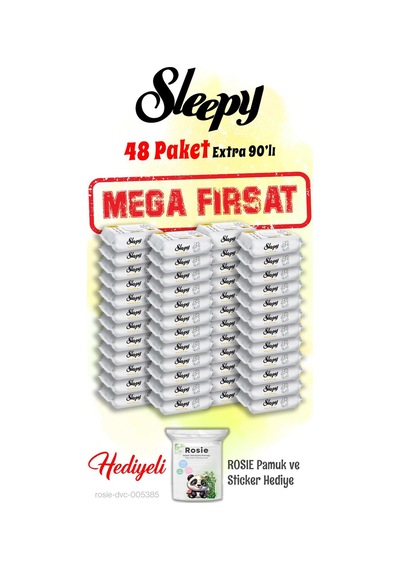 Sleepy 90'lı Extra Islak Bebek Havlusu Mega 48 Paket Ve Rosie Hediye Tekli