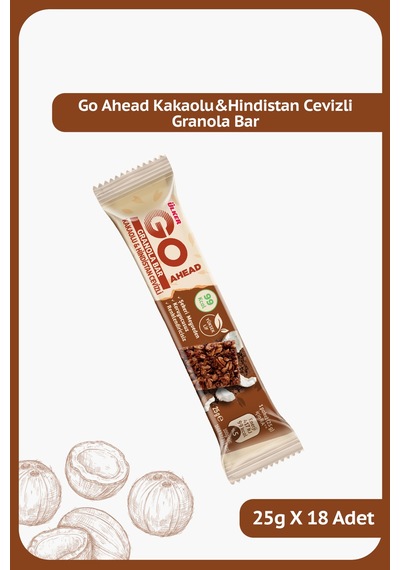Go Ahead Kakaolu Ve Hindistan Cevizli Granola Bar - 25 Gram - 18 Adet