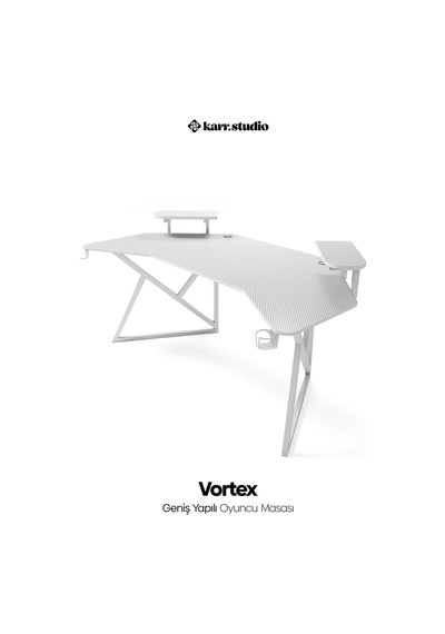 Vortex Kanatlı Oyuncu Masası Beyaz