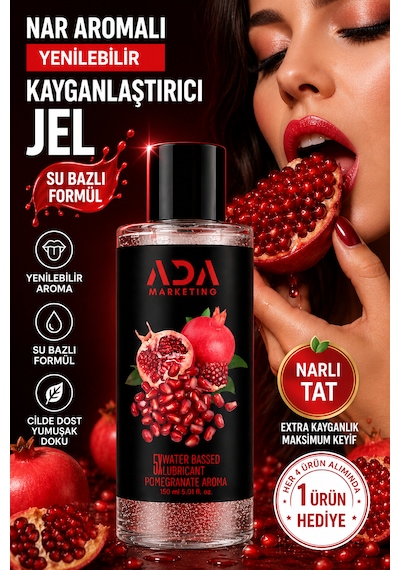 Ada Marketing Nar Aromalı 150ml Yenilebilir Kayganlaştırıcı Jel - Oralplay Serisi Extra Kayganlık Ve Aroma