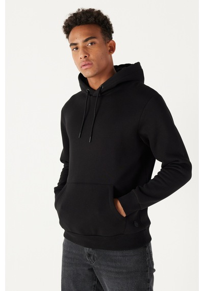 AC&Co / Altınyıldız Classics Standart Fit Normal Kesim Kapüşonlu Kanguru Cepli Pamuklu Erkek Sweatshirt - Siyah AC&Co / Altınyıldız Classics Standart Fit Normal Kesim Kapüşonlu Kanguru Cepli Pamuklu Erkek Sweatshirt - Siyah