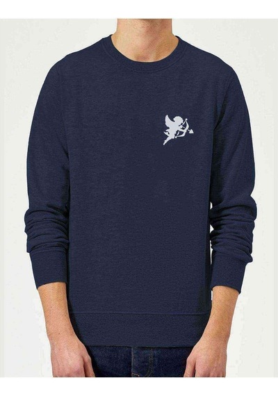 Aşk Eros Baskılı Indigo Erkek Örme Sweatshirt