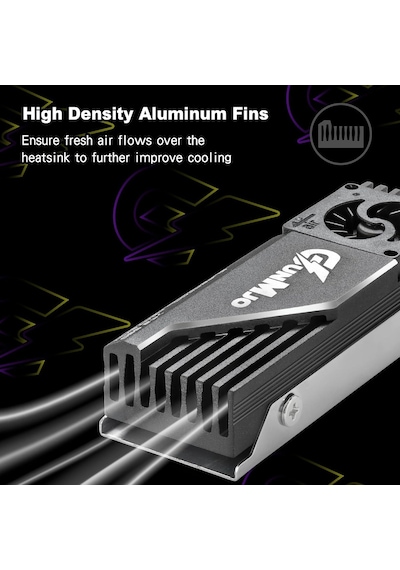 M.2 2280 Ssd Soğutucu, 20mm Dahili Soğutma Fanı, Alüminyum Levha Fin Tasarımı, Pc İçin Termal Pedli, Siyah Diğer