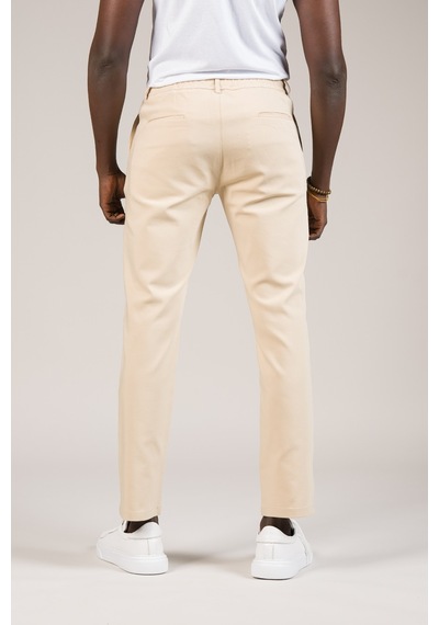 Akçaylar Regular Fit Beli İplikli Ve Lastikli Likralı Pamuklu Yazlık Jogger Pantolon Krem